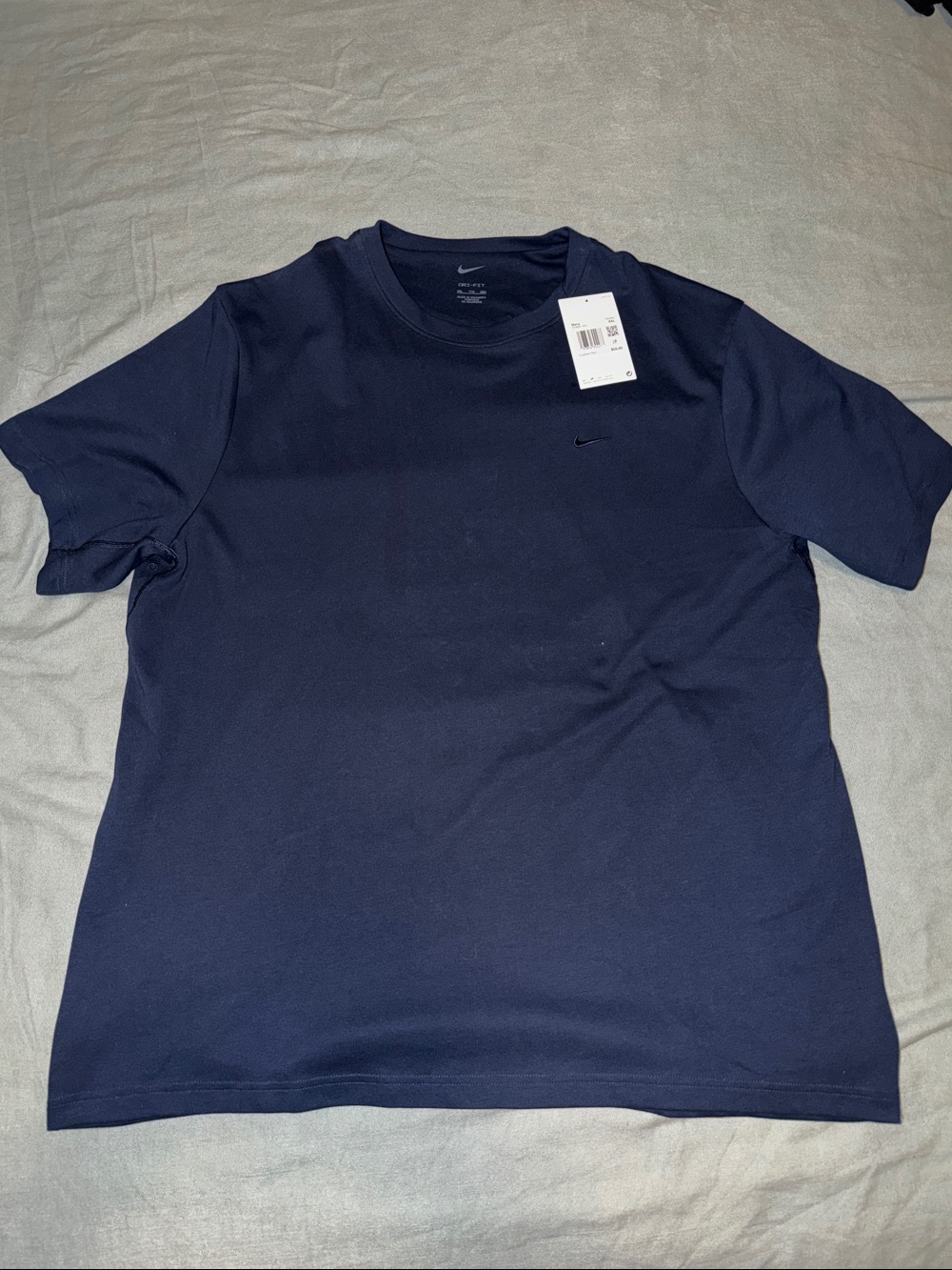 Nike Men's Navy Dri-Fit Short Sleeve Crew Tee with Swoosh